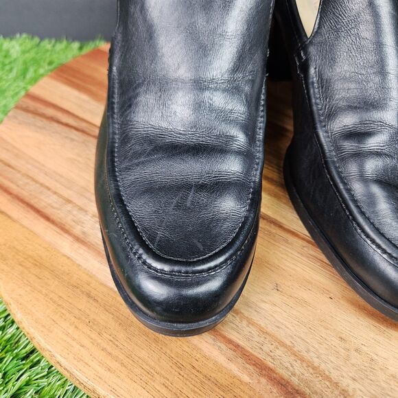 Enzo Angiolini Black Leather Loafer Pumps Size 10 M Chunky Block Heels Classic - Picture 7 of 16